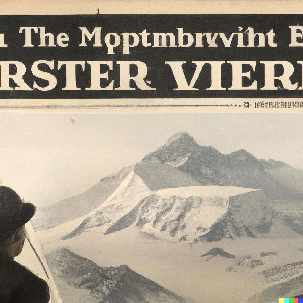 someone gazing at Mount Everest, front page of The New York Times, 1920